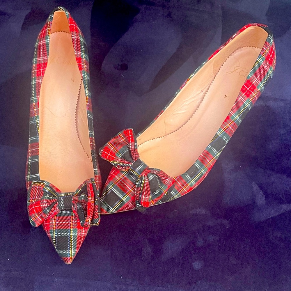 J Crew Colette bow pumps in Stewart tartan worn once size 8.5
